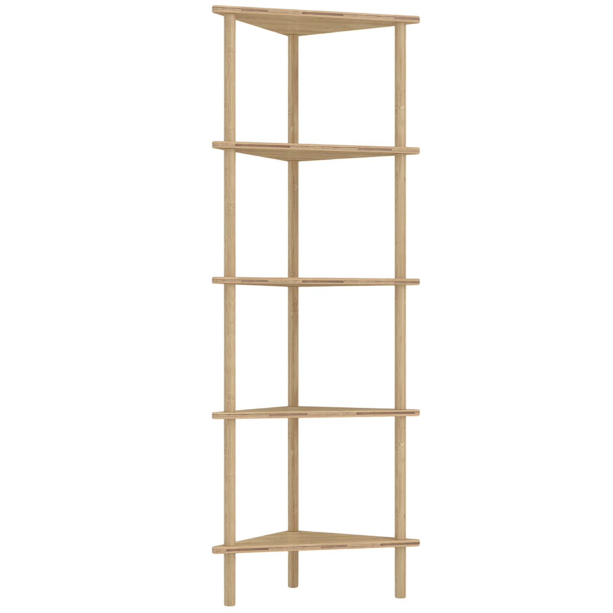 5-Tier Bamboo Corner Storage Shelf – Natural