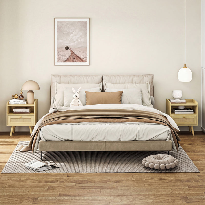 Rattan bedside tables with pine legs – image 8