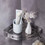 Stainless Steel Corner Shelf — Wall Mounted Bathroom Organiser, No Drill