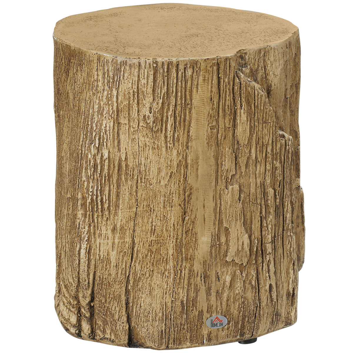 37 cm Concrete Tree-Stump Side Table – Natural Wood Effect