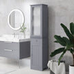Tall slim grey bathroom cabinet – image 10