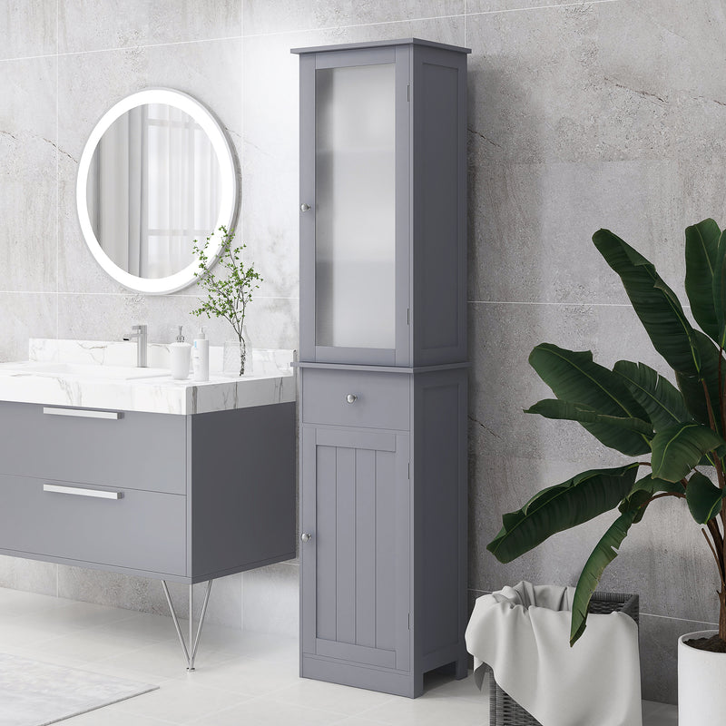 Tall slim grey bathroom cabinet – image 10