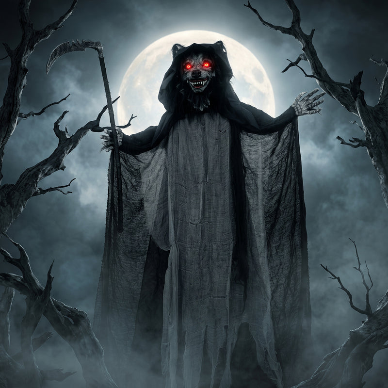 170cm Animated Werewolf with Sickle, Glowing Eyes & Sound – image 9 of 9