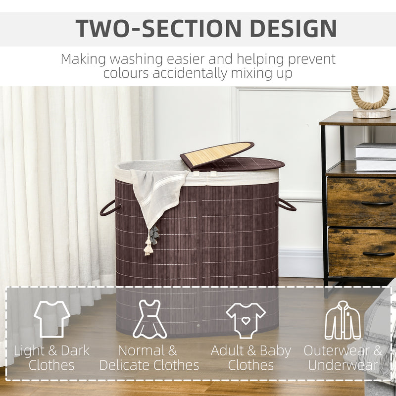 Two-compartment bamboo laundry basket – image 6