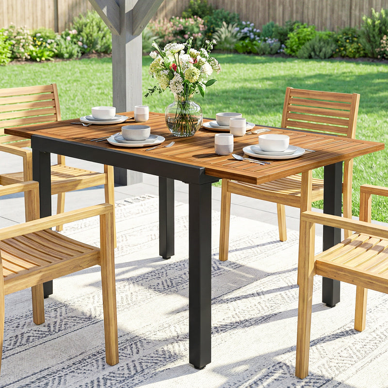 Extending acacia wood garden dining table – image 10