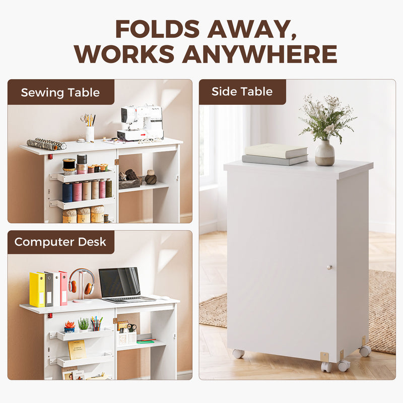 Folding sewing table – white – image 6