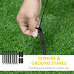Ground stakes and tether ropes for securing the inflatable