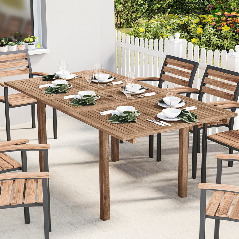 Extending acacia wood garden table with parasol hole – image 2