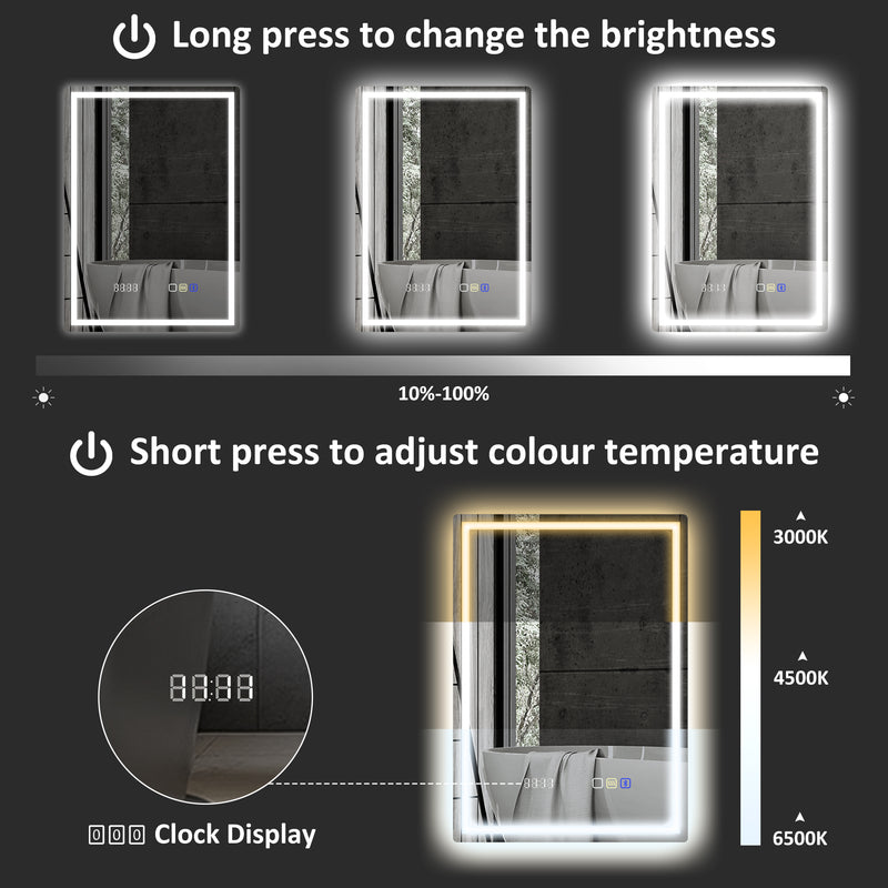 50 x 70 cm LED mirror with clock – image 6