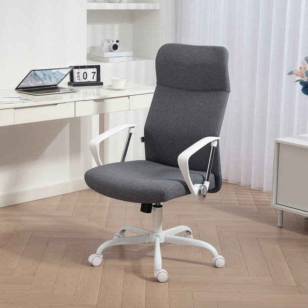 HOMCOM Fabric High Back Office Chair - Grey – view 2
