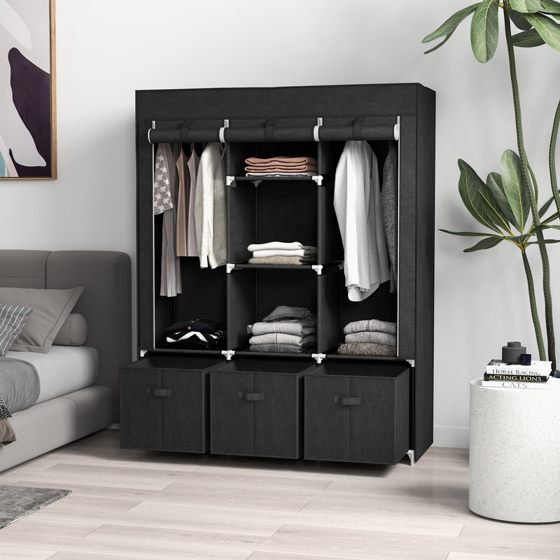 Black fabric wardrobe with drawers – image 2