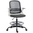 HOMCOM Painting Chair, Mesh Computer Desk Chair with Flip-up Armrests, Grey