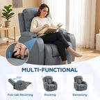 Massage Recliner Armchair, PU Leather Recliner Chair, Grey