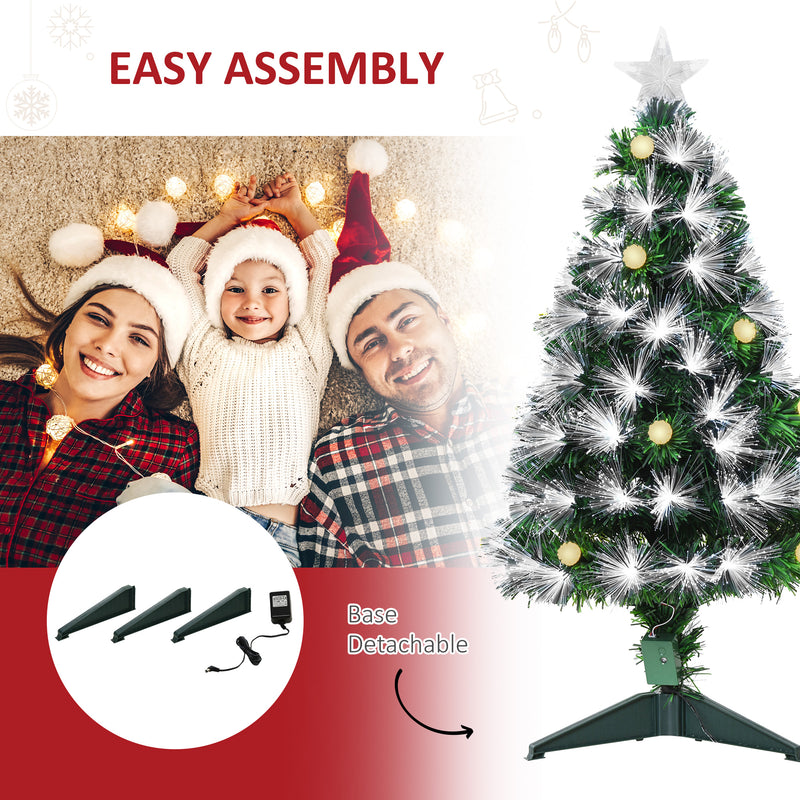 HOMCOM 3ft White Light Artificial Christmas Tree w/ 90 LEDs Star Topper Tri-Base Full Bodied Seasonal Decoration – view 7
