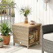 Outsunny Side Table 2-Tier Outdoor Coffee Table with Storage Shelf PS Wood Slat Top/Khaki – view 9