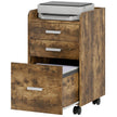 HOMCOM 3 Drawer Filing Cabinet, Rolling File Cabinet with Edged Top for Letter, A4 Size, Hanging File Folders, Rustic – view 10