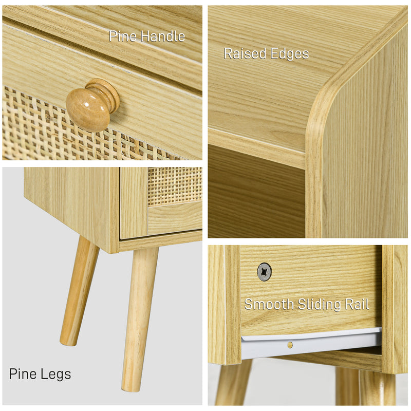 Rattan bedside tables with pine legs – image 5