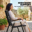 Outsunny Folding Garden Chairs Set of 2, Foldable Garden Dining Chairs with High Back, Armrests, Texteline Seat, Black – view 4