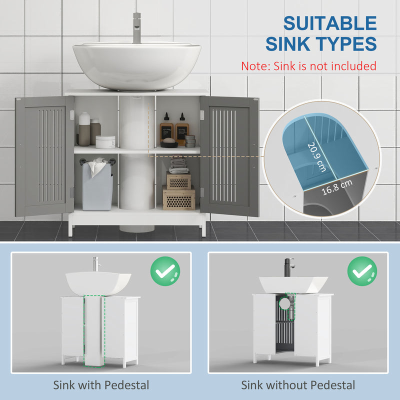 Grey slatted under sink cabinet – image 4