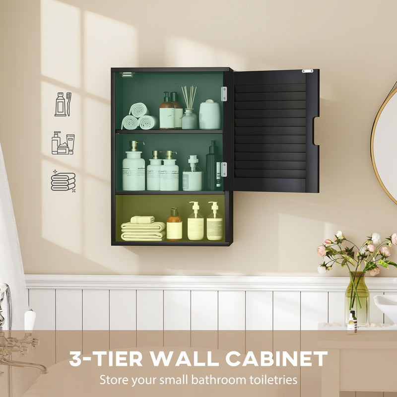40 cm louvred bathroom wall cabinet in black – image 4