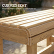 Outsunny Wooden Outdoor Bench, 2 Seater Garden Bench, Backless Patio Bench with Slatted Curved Seat, Natural Wood Finish – view 5