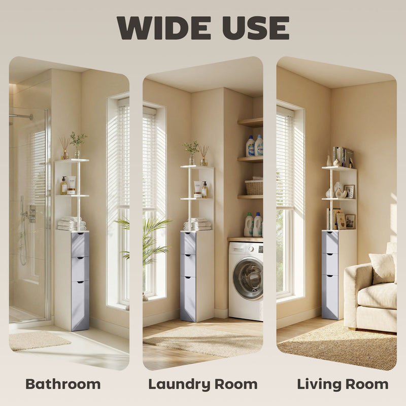 Slim white and grey bathroom cabinet – image 8