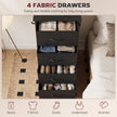 HOMCOM Chest of Drawers, Dresser with 4 Fabric Drawers, Tall Storage Unit with 4 Pockets and 2 Hooks, Steel Frame, Black – view 4