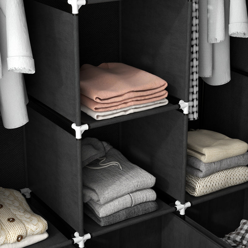 Black fabric wardrobe with drawers – image 8