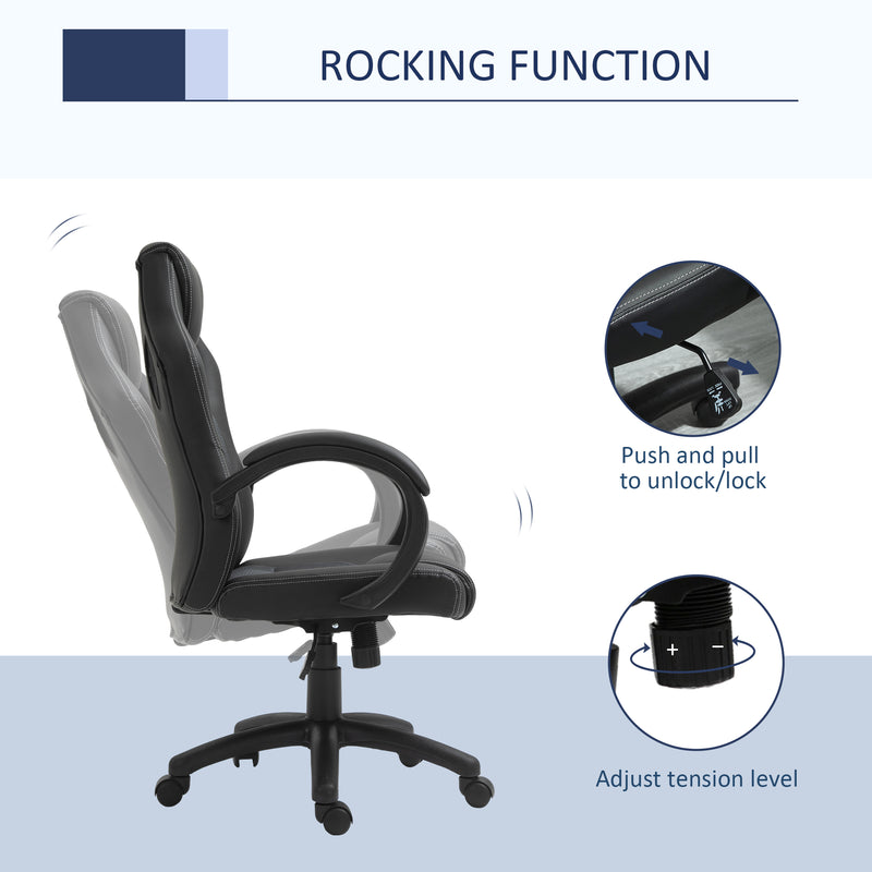 Faux leather swivel office chair – image 5