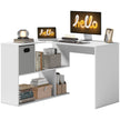 HOMCOM L Shaped Computer Desk, 110 x 100cm Corner Desk with Fabric Drawer and Storage Shelves, White – view 10