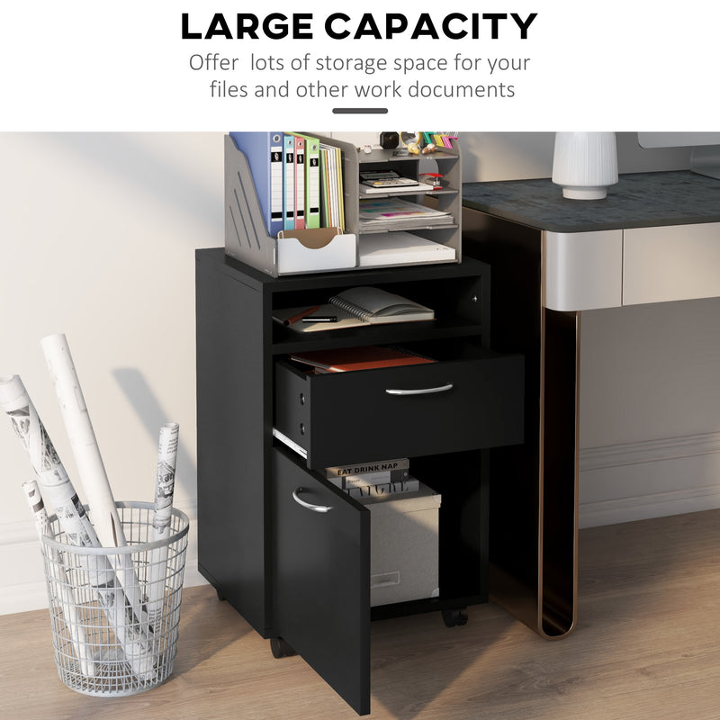 Mobile filing cabinet with open shelf – image 4