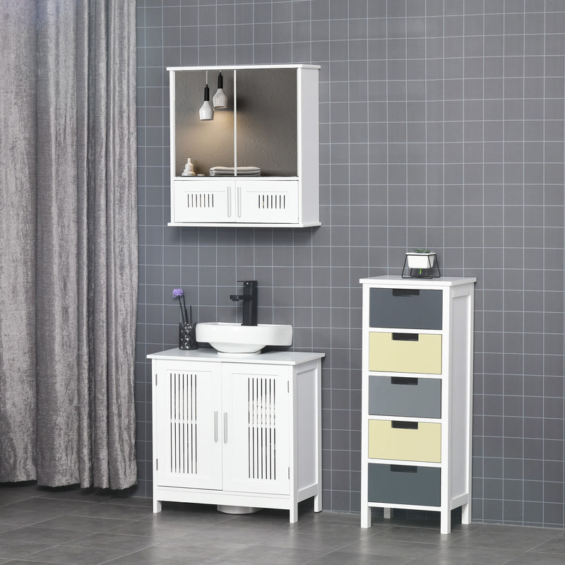 White mirror cabinet with vented base – image 7