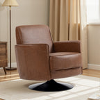 Upholstered Swivel Accent Chair with Pocket Spring Seat Support and 20cm Thick Padding, Brown