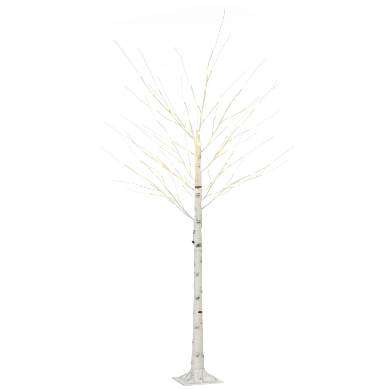 6ft Pre-Lit White Birch Tree on display