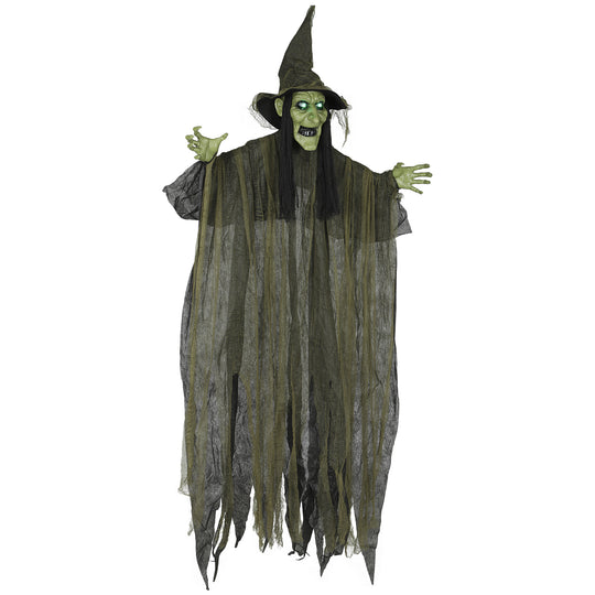 170cm Hanging Animated Witch with Glowing Eyes – image 1 of 9