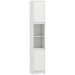 Narrow white 170 cm bathroom cabinet with two cupboards and open compartments
