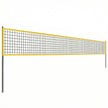 Black and yellow portable volleyball net set with adjustable steel poles and boundary lines