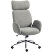 HOMCOM Office Chair with Adjustable Headrest, Spring Pack, Curved Line, Boucle Fabric - Charcoal Grey