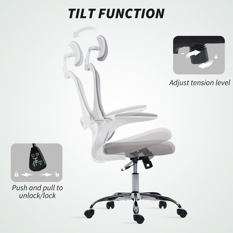 HOMCOM Mesh Back Office Chair, with Lumbar Support - Grey – view 8