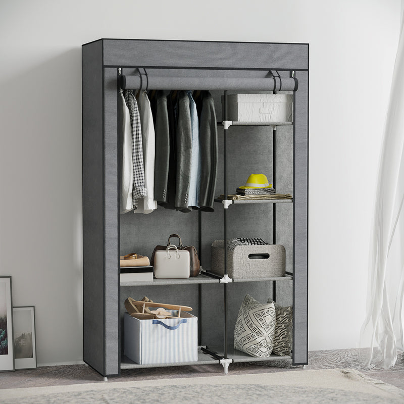 103 cm dark grey fabric wardrobe – image 2