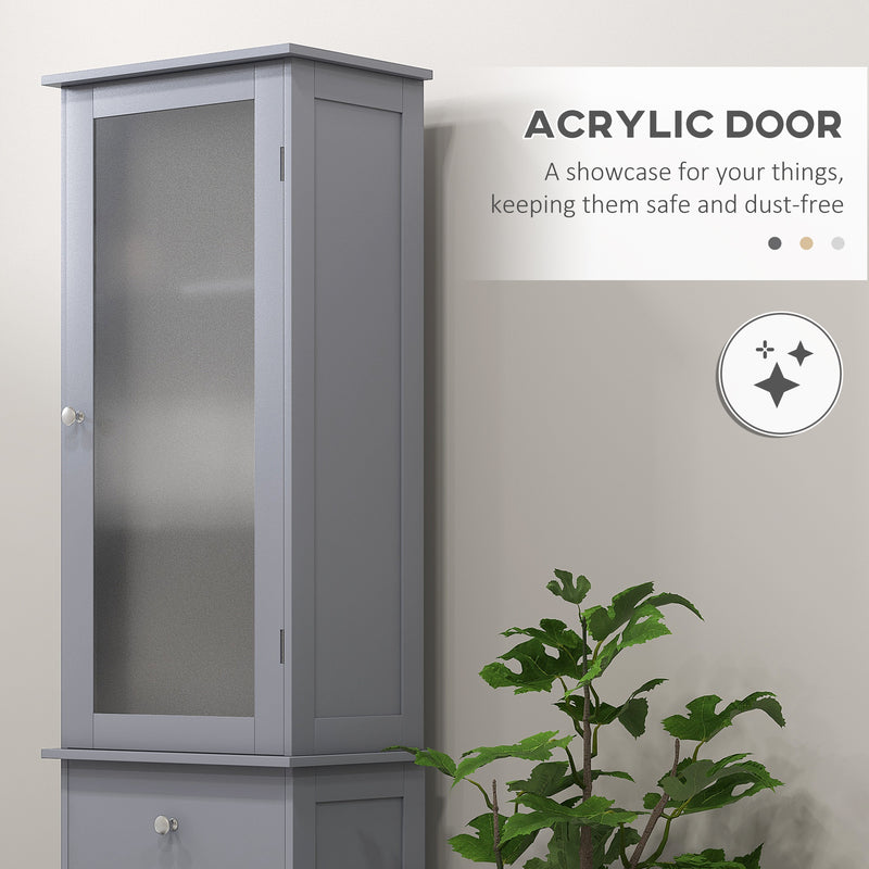Tall slim grey bathroom cabinet – image 5