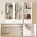 Bookcase with Drawers Adjustable Shelf Bookshelf with 2 Drawers and Cabinet 158 cm White