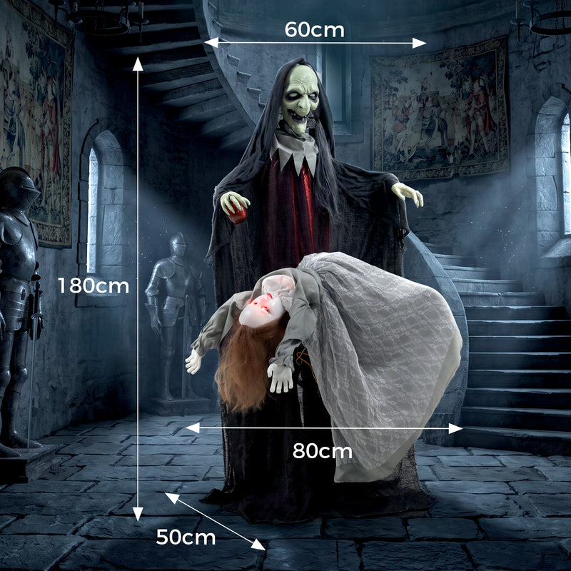 180cm Animated Witch with Floating Ghost, Light & Sound – image 3 of 9