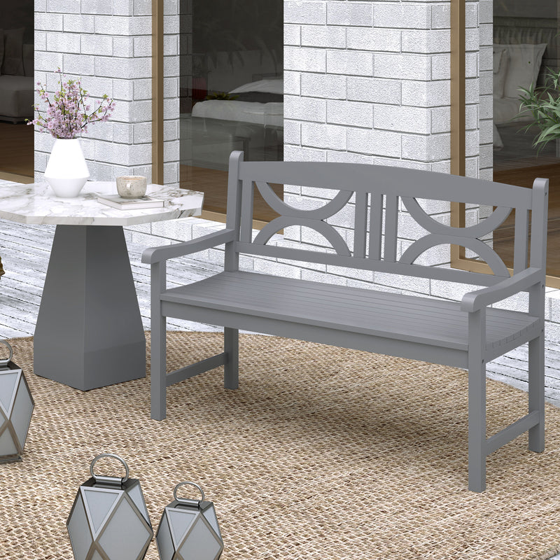 Outsunny 2-Seater Wooden Garden Bench Outdoor Patio Loveseat for Porch, Grey – view 9