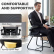 HOMCOM Reception Chair, Conference Meeting Office Chair with Flip-up Armrest, Mesh Backrest, Lumbar Support and Metal – view 5