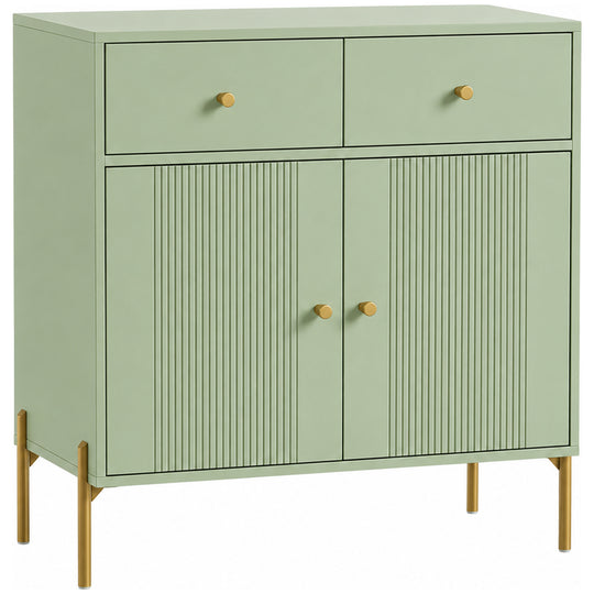 HOMCOM Modern Sideboard, Sideboard Storage Cabinet with 2 Drawers and Adjustable Shelf for Living Room, Light Green