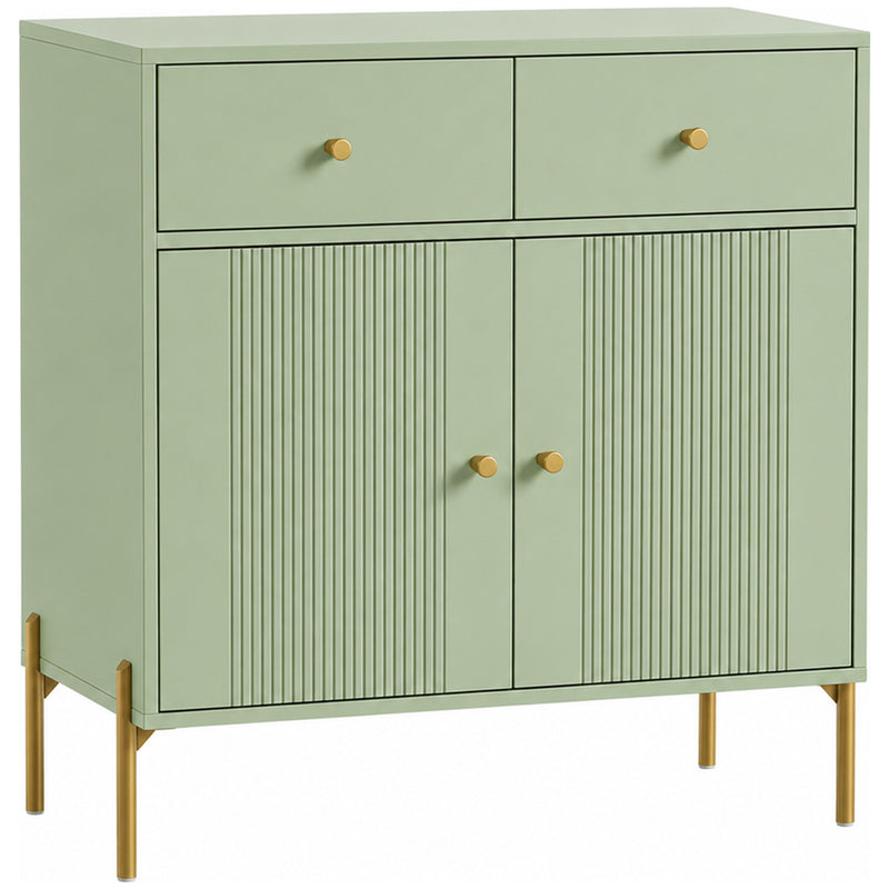 HOMCOM Modern Sideboard, Sideboard Storage Cabinet with 2 Drawers and Adjustable Shelf for Living Room, Light Green