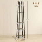 Industrial-Style Four Shelf Coat Stand - Grey/Black