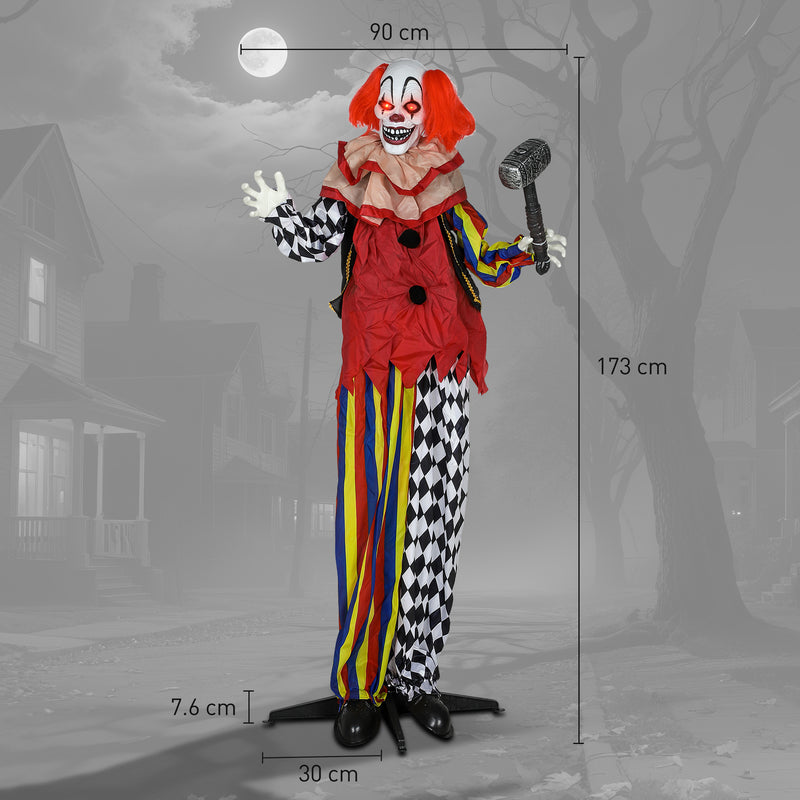 173cm Animated Clown with Hammer & Glowing Eyes – image 3 of 9