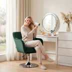 Retro Velvet Swivel Tub Chair with Steel Frame, Cushion Seat, Dark Green